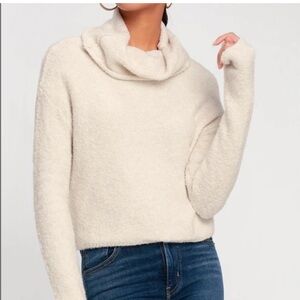 Free People Ivory boucle sweater